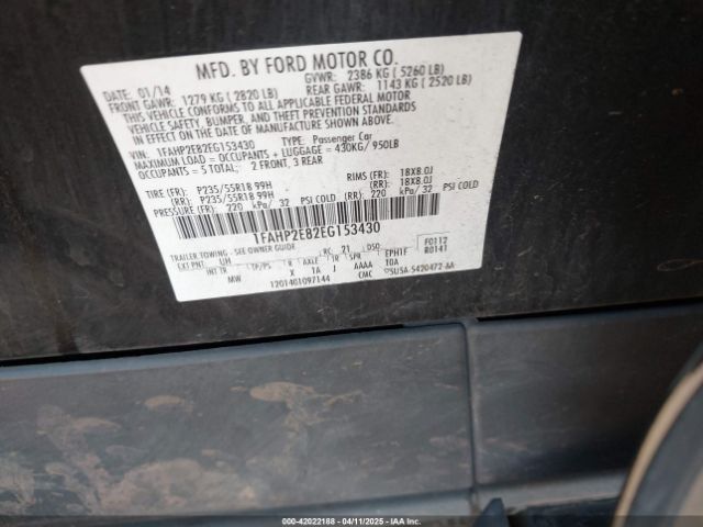 1FAHP2E82EG153430 Ford TAURUS SEL