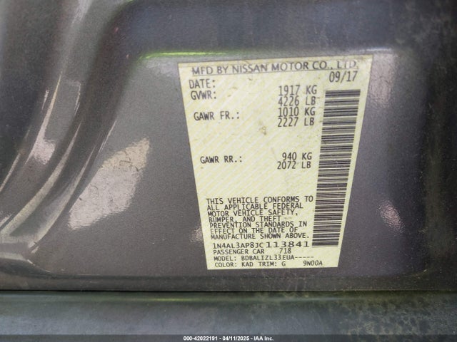 1N4AL3AP8JC113841 Nissan Altima 2.5 Sv