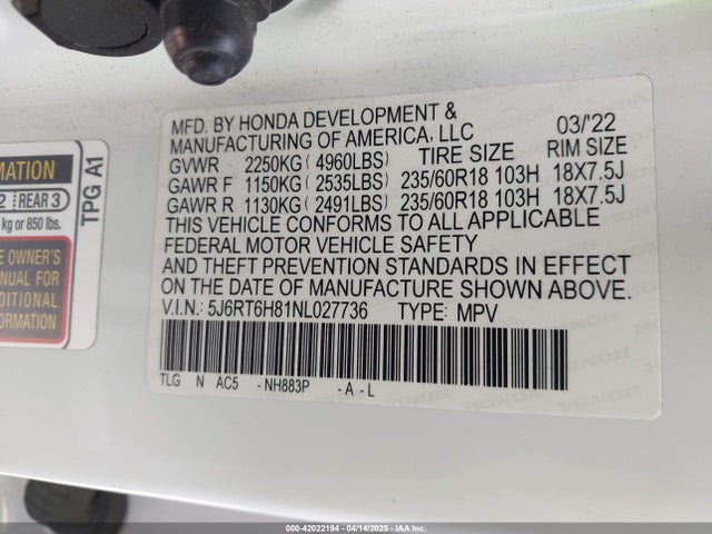 5J6RT6H81NL027736 Honda lfb2