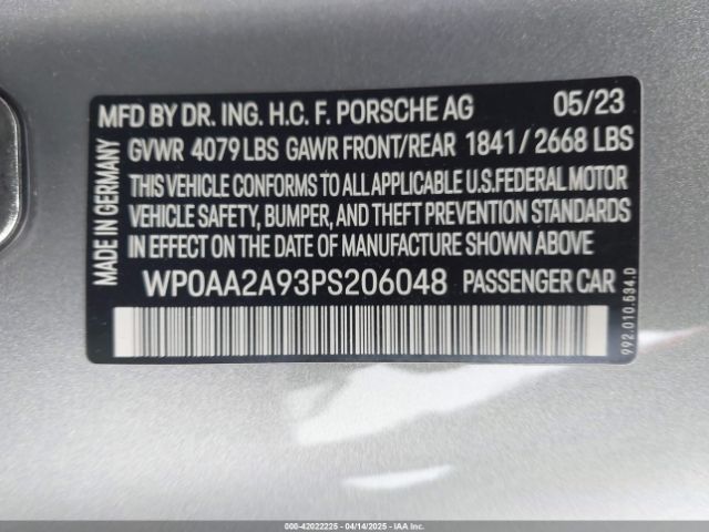 2023 PORSCHE 911 WP0AA2A93PS206048 Photo 8