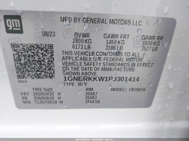 1GNERKKW1PJ301414 Chevrolet Traverse Fwd Premier