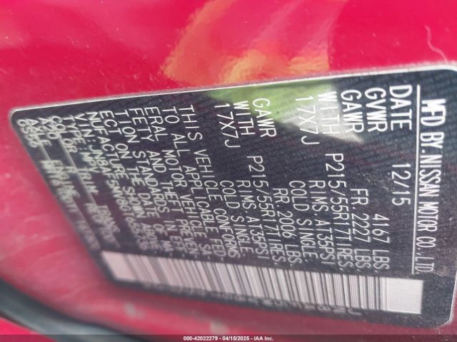 JN8AF5MV8GT655736 Nissan Juke Sv