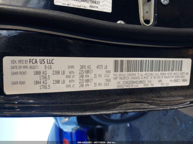1C4NJDEB4HD109831 Jeep Compass High Altitude 4x4