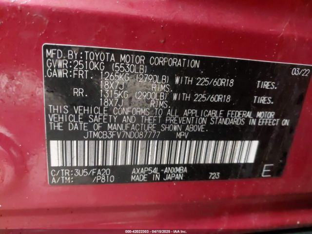 2022 TOYOTA RAV4 PRIME JTMCB3FV7ND087777 Photo 8