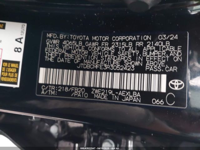 JTDBCMFE3R3052423 Toyota Corolla Hybrid Le