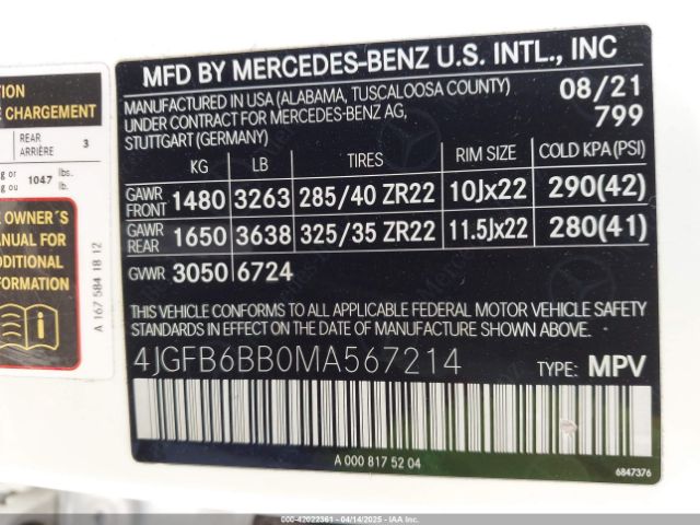 4JGFB6BB0MA567214 Mercedes-Benz Amg Gle 53 4matic