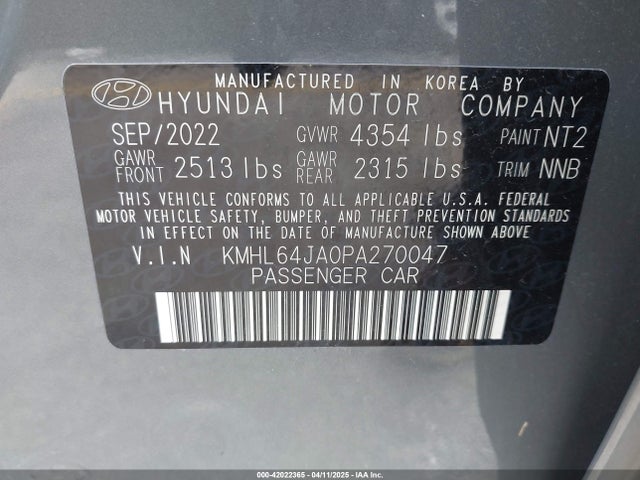 KMHL64JA0PA270047 Hyundai SONATA SEL