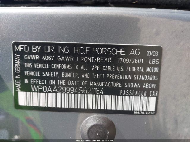2004 PORSCHE 911 WP0AA29994S621164 Photo 8
