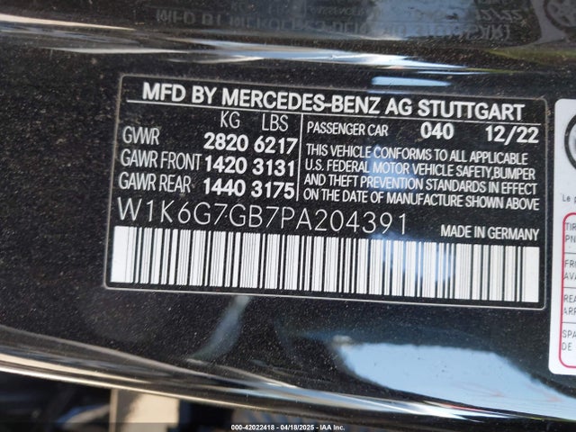 W1K6G7GB7PA204391 Mercedes-Benz m176
