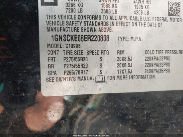 1GNSCKE08ER220808 Chevrolet Suburban 1500 Ltz