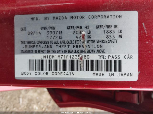 2015 MAZDA MAZDA3 JM1BM1M71F1235780 Photo 8
