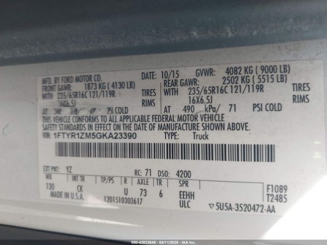1FTYR1ZM5GKA23390 Ford Transit-250