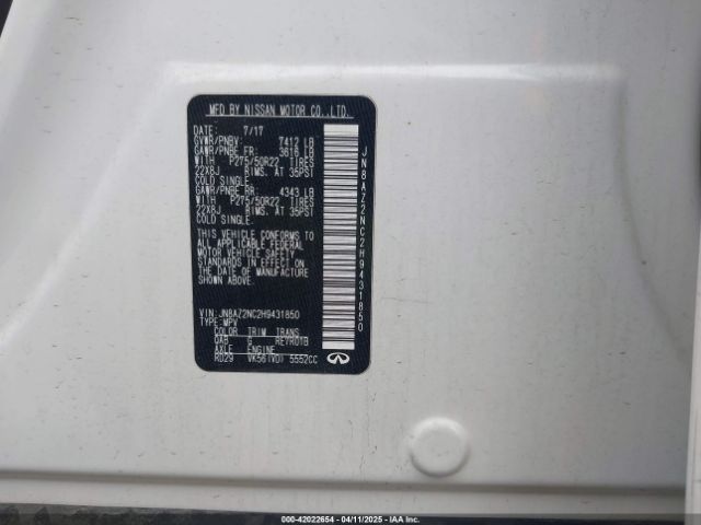 JN8AZ2NC2H9431850 Infiniti QX80
