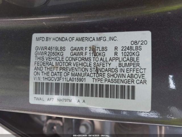 1HGCV3F11LA015901 Honda ACCORD HYBRID