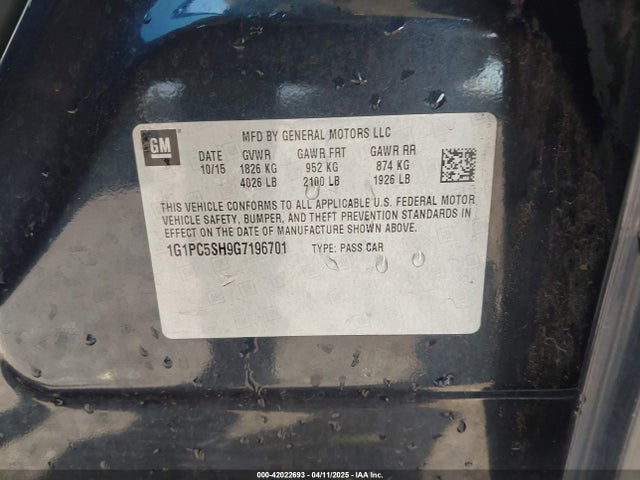 1G1PC5SH9G7196701 Chevrolet Cruze Limited Ls