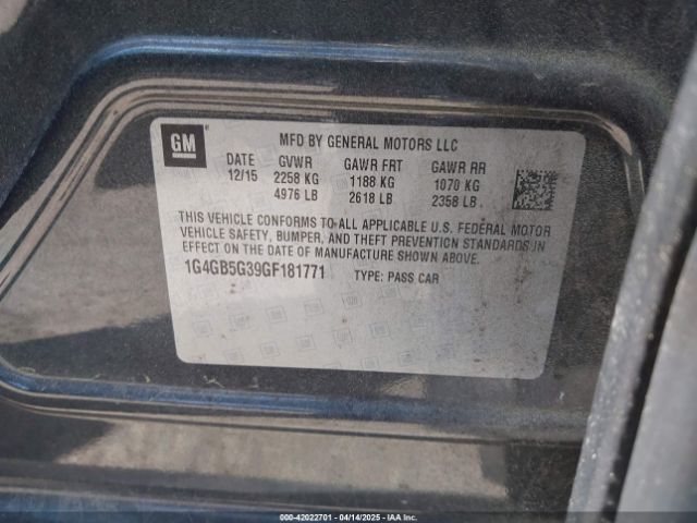 1G4GB5G39GF181771 Buick Lacrosse Leather