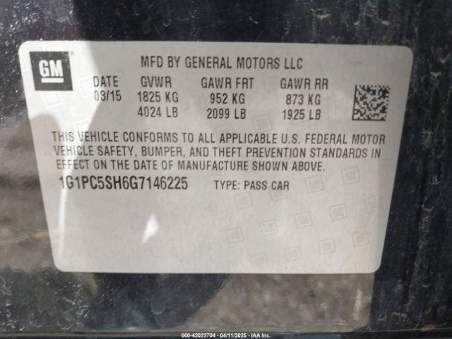 1G1PC5SH6G7146225 Chevrolet Cruze Limited Ls Auto
