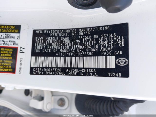 4T1BF1FK8HU275590 Toyota CAMRY SE