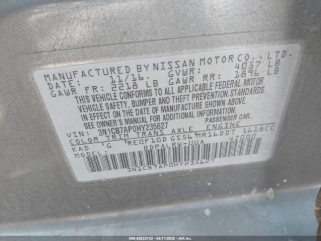 3N1CB7AP0HY235627 Nissan Sentra Sr Turbo