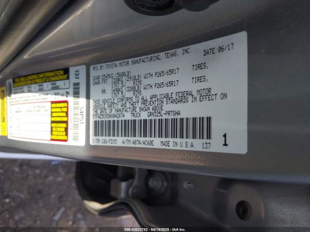 5TFAZ5CN3HX042874 Toyota Tacoma Trd Sport