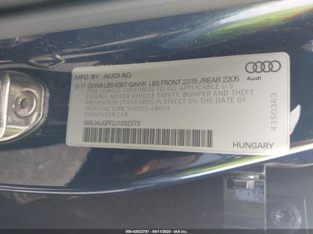 WAUAUGFF2J1032373 Audi A3 2.0t Premium/2.0t Tech Premium