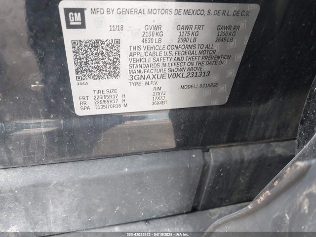 3GNAXUEV0KL231313 Chevrolet EQUINOX LT