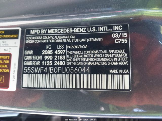 55SWF4JB0FU056044 Mercedes-Benz C 300 Luxury/sport
