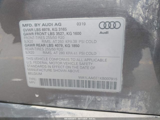WA1LAAGE1KB007915 Audi E-tron Premium Plus