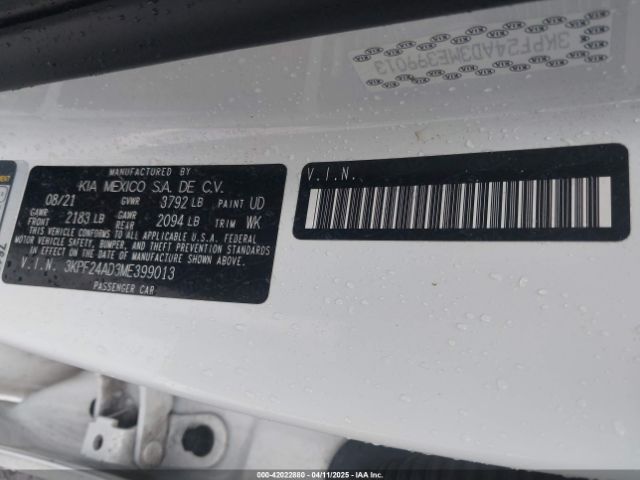 3KPF24AD3ME399013 KIA Forte Lxs
