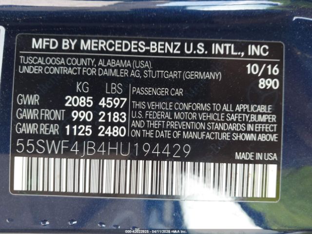 55SWF4JB4HU194429 Mercedes-Benz C 300 Luxury/sport