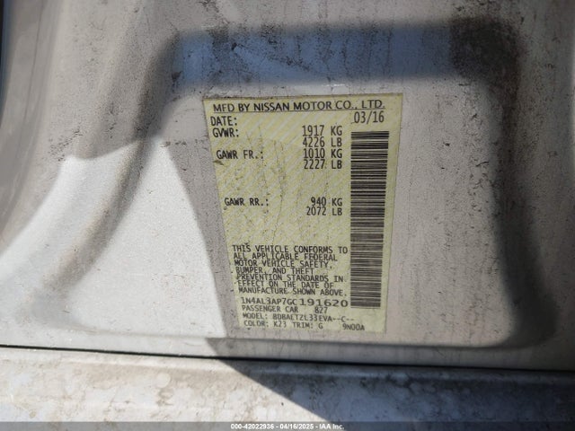 1N4AL3AP7GC191620 Nissan Altima 2.5 Sl