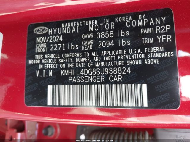 KMHLL4DG8SU938824 Hyundai ELANTRA SE