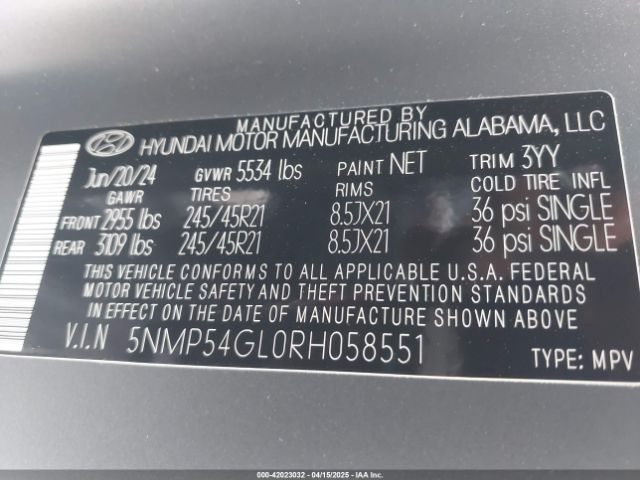 2024 HYUNDAI SANTA FE 5NMP54GL0RH058551 Photo 8