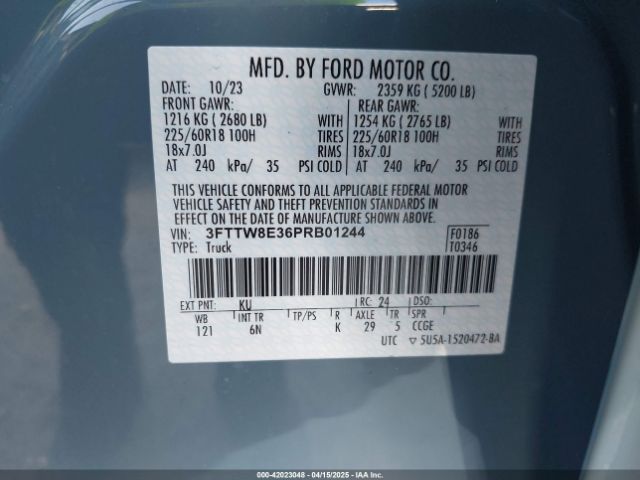 3FTTW8E36PRB01244 Ford Maverick Lariat