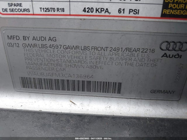 2012 AUDI A3 WAUBJAFM3CA136964 Photo 8
