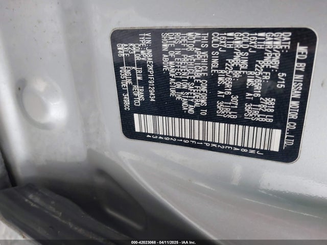 JN8AE2KP1F9129434 Nissan Quest Sv