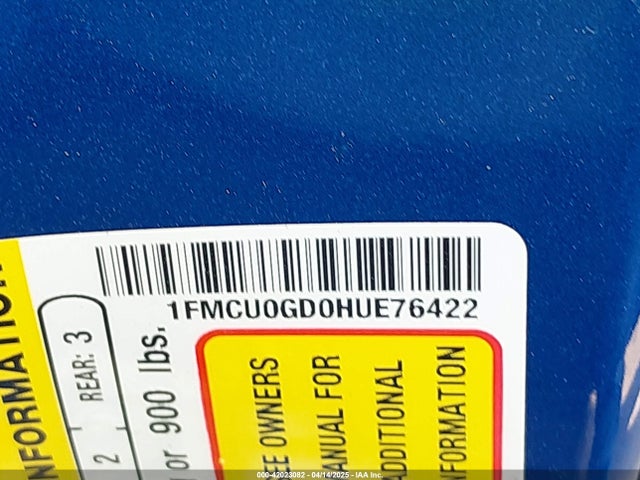 1FMCU0GD0HUE76422 Ford ESCAPE SE
