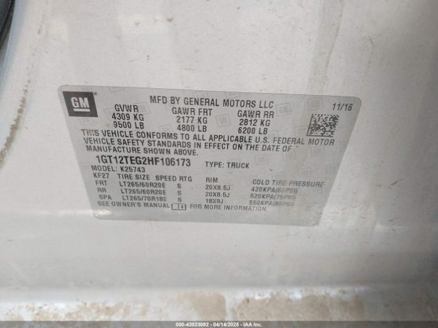 1GT12TEG2HF106173 GMC Sierra 2500hd Slt
