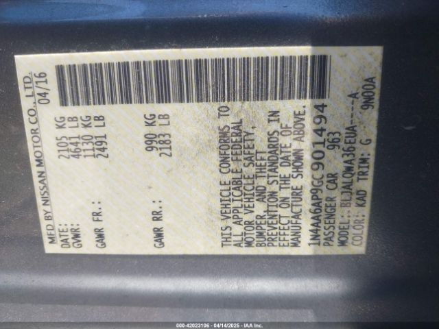 1N4AA6AP9GC901494 Nissan Maxima 3.5 S