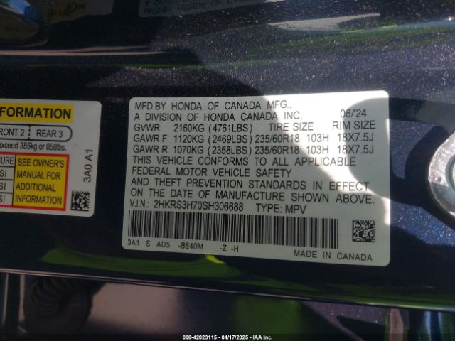 2025 HONDA CR-V 2HKRS3H70SH306688 Photo 8
