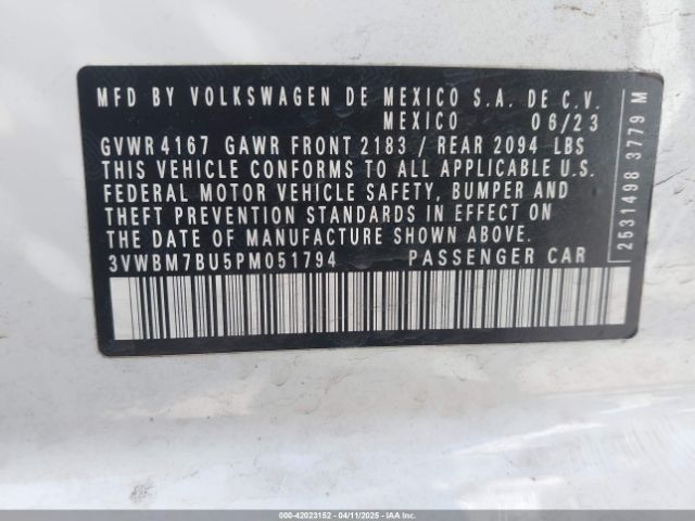 3VWBM7BU5PM051794 Volkswagen Jetta 1.5t Sport