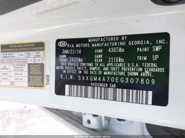 5XXGM4A70EG307809 KIA Optima Lx