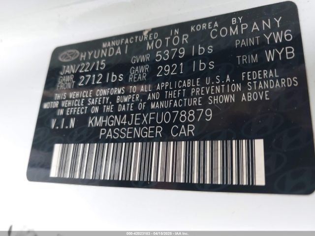 KMHGN4JEXFU078879 Hyundai Genesis 3.8