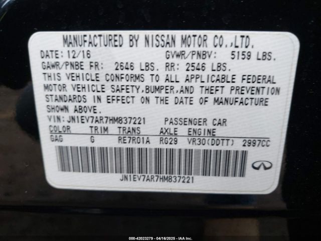 JN1EV7AR7HM837221 Infiniti Q50 3.0t Signature Edition