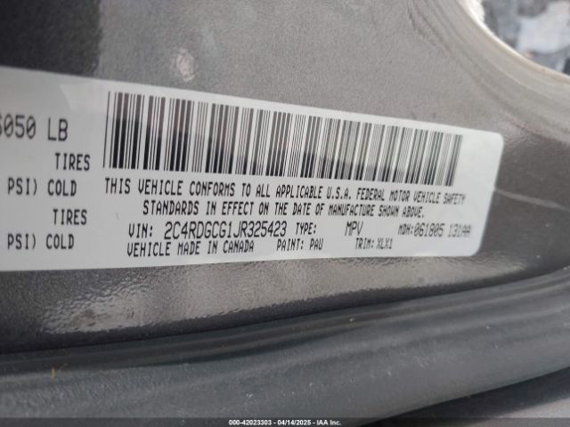 2C4RDGCG1JR325423 Dodge Grand Caravan Sxt