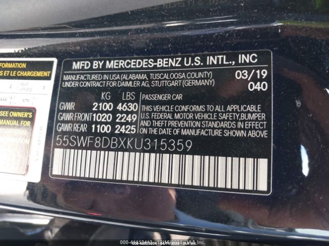 2019 MERCEDES-BENZ C 300 55SWF8DBXKU315359 Photo 8