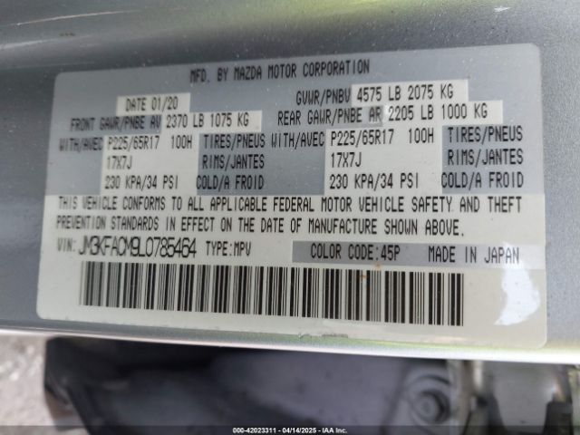 JM3KFACM9L0785464 Mazda Cx-5 Touring