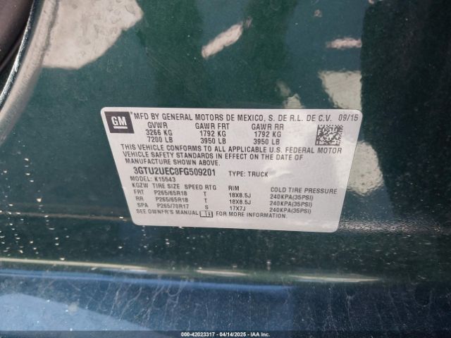 2015 GMC SIERRA 1500 3GTU2UEC8FG509201 Photo 8