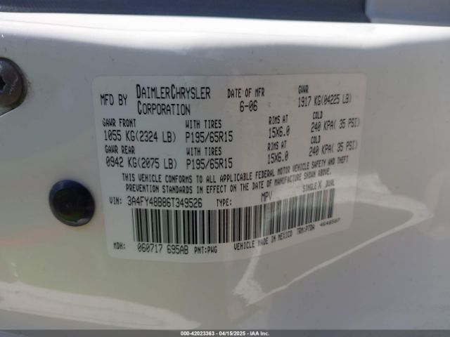 2006 CHRYSLER PT CRUISER 3A4FY48B86T349526 Photo 8