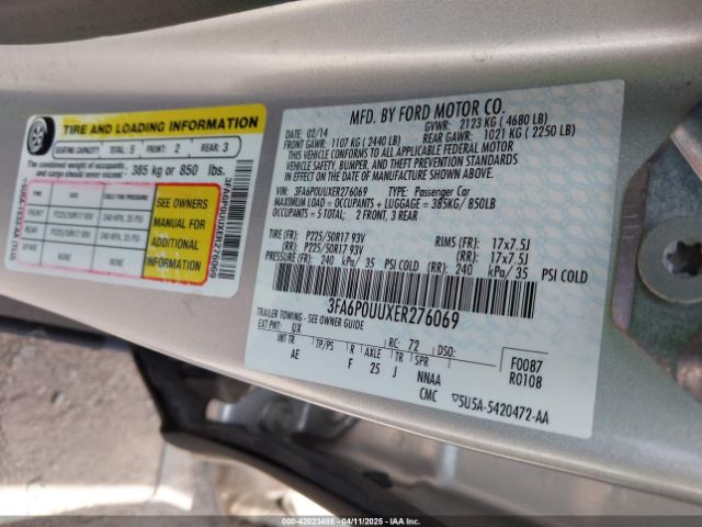 3FA6P0UUXER276069 Ford Fusion Hybrid S